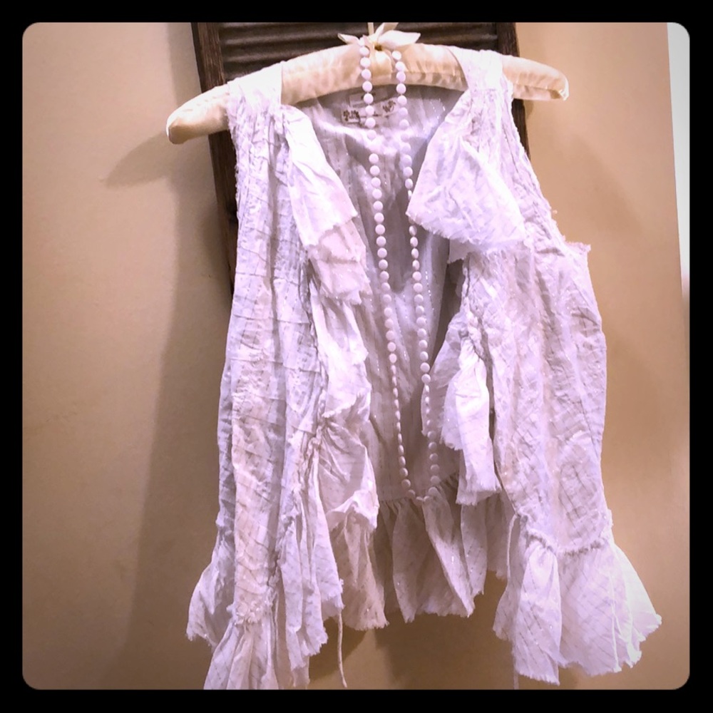 White and silver Ruffled Vest